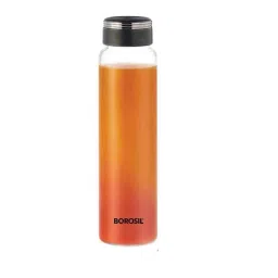 Borosil Crysto 1L Deco Borosilicate Glass Transparent Wide Mouth Water Bottle with Black Lid, ICSWDDCBL1L image 3