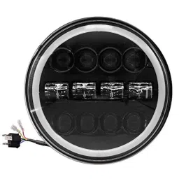 Oswin gold Og-55-1 7 inch Round White Led Headlight With Hi/Low Beam Amber &a; White Angel Eye Lamp Compatible With Royal Enfield Bullet, Harley Davidson Jeep Wrangler (75W)-picture-43