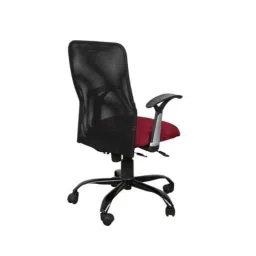 Modern India Leatherette Black &a; Maroon High Back Mesh Office Chair, MI202 (Pack of 2) image 3