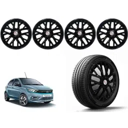 Auto Pearl 4 Pcs 14 inch Polypropylene Black Press Type Car Wheel Cover Set with Retention Ring for Tata Tiago EV 2022, 14WC_Phoenix_Black_TiagoEv2022model-picture-19