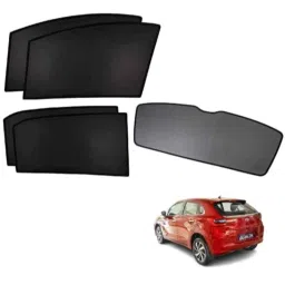 Kozdiko 5 Pcs Polyester Black Non Magnetic Window &a; Rear Sun Shades Set for Toyota Glanza 2022-Present-picture-42
