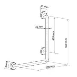 Dolphy Stainless Steel Wall Mount L Shaped Support Grab Bar, DHGB0018 image 3