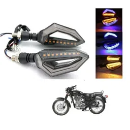 Kozdiko 4 Pcs Bike D Shaped 9 LED Front &a; Rear Side Turn Signal Indicator Light Set for Royal Enfield Bullet Electra Twinsparke-picture-38