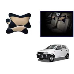 Kozdiko 2 Pcs Beige &a; Black Car Neck Rest Cushion Pillow Set for Maruti Suzuki Alto-picture-22