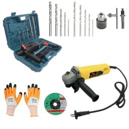 Hillgrove HGCM369M1 1200W 26mm Hammer Impact Drill Machine, 850W Angle Grinder, Drill Chunk, SDS Adapter, 5 Pcs SDS Plus Bits &a; 10 Pcs Drill Bits Combo, HGCM661-picture-8