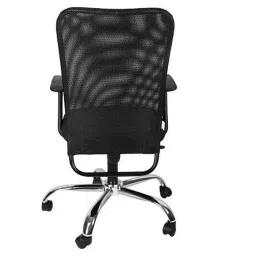 AB Designs Black Mid Back Base Metal Chrome Plated Executive Revolving Chair image 5