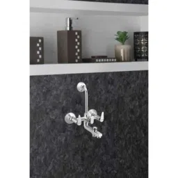 Prestige Slim Brass Chrome Finish 3 in 1 Wall Mixer with Bend image 3
