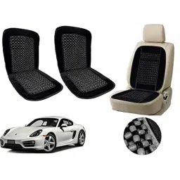 Auto Pearl PU, Velvet &a; Wooden Beads Black Rectangular Seat Cushion for Porsche Cayman (Pack of 2 )-picture-48