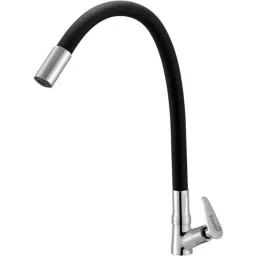 Prestige Slim Brass Chrome Finish Black Flexible Swan Neck Basin Tap-picture-27