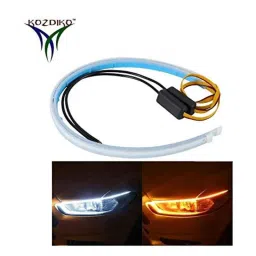 Kozdiko 2 Pcs 60cm Flexible White Daytime Running Light Set with Matrix Yellow Indicator &a; Turn Sequential Flow for Renault Fluence image 2