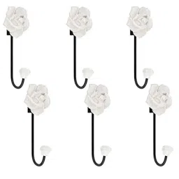 Screwtight 140mm Ceramic White Rose Floral Multipurpose Wall Hook, C181902WHT-6 (Pack of 6)-picture-25