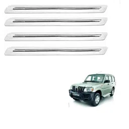 Kozdiko 4 Pcs PVC White Car Bumper Protector Set with Chrome Strip for Mahindra Old Scorpio-picture-31