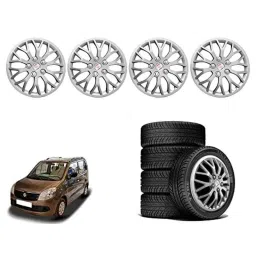 Auto Pearl 4 Pcs 13 inch Polypropylene Silver Press Type Car Wheel Cover Set with Retention Ring for All Cars image 2