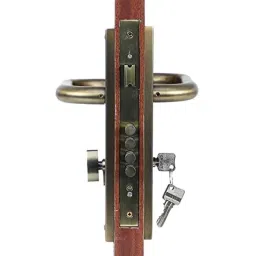 Voltizi 10 inch Stainless Steel 304 Antique Brass Finish Cylindrical Plate Mortise Door Lock Handle Set, MG1103 image 5