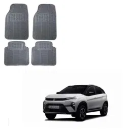 Kozdiko 4 Pcs Rubber Grey Car Simple Floor Mat Set for Tata Nexon Facelift (2023-Present)-picture-42