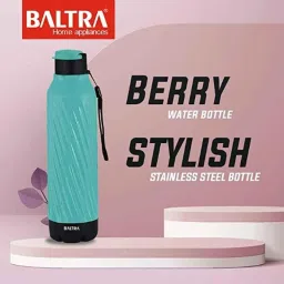 Baltra Berry 700ml Stainless Steel Turquoise Hot &a; Cold Water Bottle, BSL297 (Pack of 2) image 2