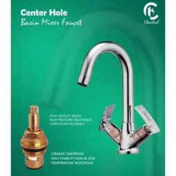 Cloudtail by Prestige Passion CDT4114 Brass Chrome Finish Silver Wall Mounted Center Hole Basin Mixer image 4