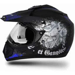 Vega Off Road Gangster Motocross Dull Black Blue Helmet, Size (Medium, 580 mm) image 4