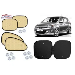 Auto Pearl 5 Pcs PVC &a; Mesh Beige Window &a; Front Sun Shade Set for Hyundai i20 Type 2-picture-34