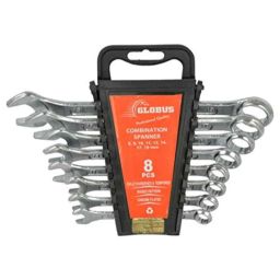 Globus 360 8 Pcs Steel Silver Combination Spanner Set with Handle Rack-picture-27
