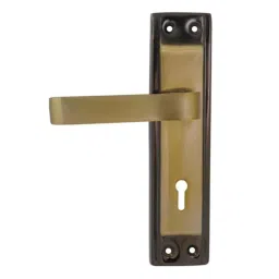 S&a;A Home Decor 7 inch Iron &a; Brass Glossy Finish Black &a; Gold Mortise Door Lock Set with 3 Keys, MH-400-KY-BG image 2