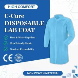 C-Cure 5 Pcs Non Woven Blue Full Sleeves Disposable Lab Coat Set, (Pack of 5) image 2