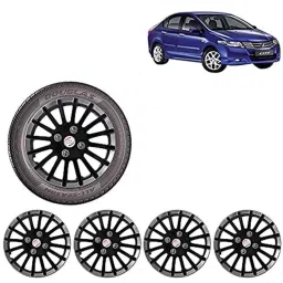 Auto Pearl 4 Pcs 15 inch ABS Black &a; Silver Wheel Cover Set for Honda City i-VTEC-picture-39