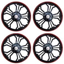 Prigan 4 Pcs 15 inch Polypropylene Black &a; Red Wheel Cover Set for Nissan Micra, Magic GT Red 15-picture-14
