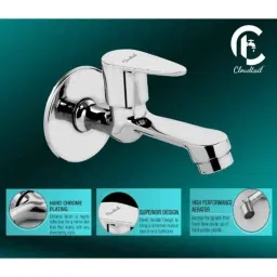 Cloudtail by Prestige Vignet CDT8112 Brass Chrome Finish Silver Wall Mounted Long Body Tap with Wall Flange (Pack of 2) image 2