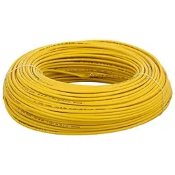 Polycab 1 Sqmm 1.1kV 1 Core Copper PVC Insulated FRLS Yellow Wire, Length: 300 m image 1