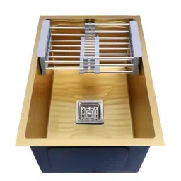 Happy Homes 24x18x10 inch Gold Matt Satin Finish Stainless Steel Single Bowl Modular Kitchen Sink with Square Coupling &a; Metal Fruit Basket, HH-21-picture-29