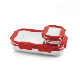Cello Click It Medium Stainless Steel Red Steel Lunch Box, 405CSL0012 (Pack of 3)-picture-27