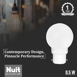 Fybros Nuit 0.5W Polycarbonate White Round LED Bulb, FLS5441A image 5