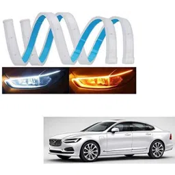 Kozdiko 2 Pcs 60cm Flexible White Daytime Running Light Set with Matrix Yellow Indicator &a; Turn Sequential Flow for Volvo S90-picture-12