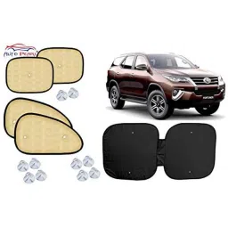 Auto Pearl 5 Pcs PVC &a; Mesh Beige Window &a; Front Sun Shade Set for Toyota Fortuner 2016-picture-22