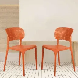 Rose Evaa 42x42x76cm Fiber Orange Mid Style Restaurant Chair with Backrest (Pack of 2)-picture-31