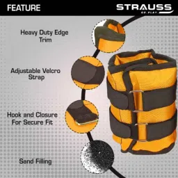 Strauss 38x19x3cm Neoprene Yellow Adjustable Ankle Weight, ST-2653 image 2