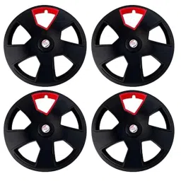 Auto Pearl 4 Pcs 17 inch Polypropylene Black &a; Red Press Type Car Wheel Cover Set with Retention Ring for All Cars image 3
