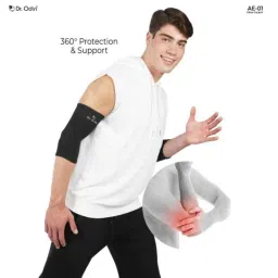 Dr Odin AE-01 Black Contoured Design Exceptional Pain Relief Elbow Support for Secure Fit &a; Freedom of Movement, Size: L image 2
