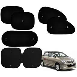 Auto Pearl 6 Pcs PVC &a; Mesh Black Window, Front &a; Rear Sun Shade Set for Toyota Innova 2005-2012-picture-21