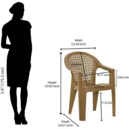 Nilkamal Comfy RDB Plastic Light Brown Outdoor Chair, (Pack of 2) image 2