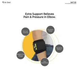Dr Odin NAT-02 Neoprene Black Tennis Golfer Elbow Brace with Supportive Compression Sleeve image 4