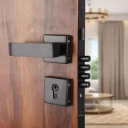 VIN KRAFT 60mm Stainless Steel Black Oxide Mortise Door Lock Handle Set with 3 Keys, VK005-ROSE-OSK-BLACK image 2