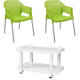 Italica 2 Pcs Polypropylene Green Plasteel Arm Chair &a; White Table with Wheels Set, 1209-2/9509-picture-45