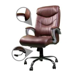 Modern India Leatherette Brown High Back Office Chair, MI239 (Pack of 2) image 3