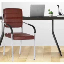 Da URBAN Acton Brown Leatherette Heavy Duty Metal Frame Visitor Chair with Arms image 5