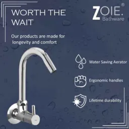 Zoie Mini Brass Chrome Finish Sink Tap with Swivel Spout, Z20012 image 3