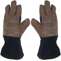 Ozswell 12 inch Leather Brown &a; Black High Temperature MIG Welding Safety Gloves, Size: M (Pack of 20)-picture-31