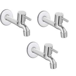 IRIS Turbo Stainless Steel Chrome Finish Long Body Bib Cock with Wall Flange (Pack of 3)-picture-4