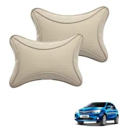 Kozdiko 2 Pcs Memory Foam &a; Polyester Beige Dots Car Neck Rest Pillow Set for Toyota Etios Liva, XNVJVHGJFH99-picture-30
